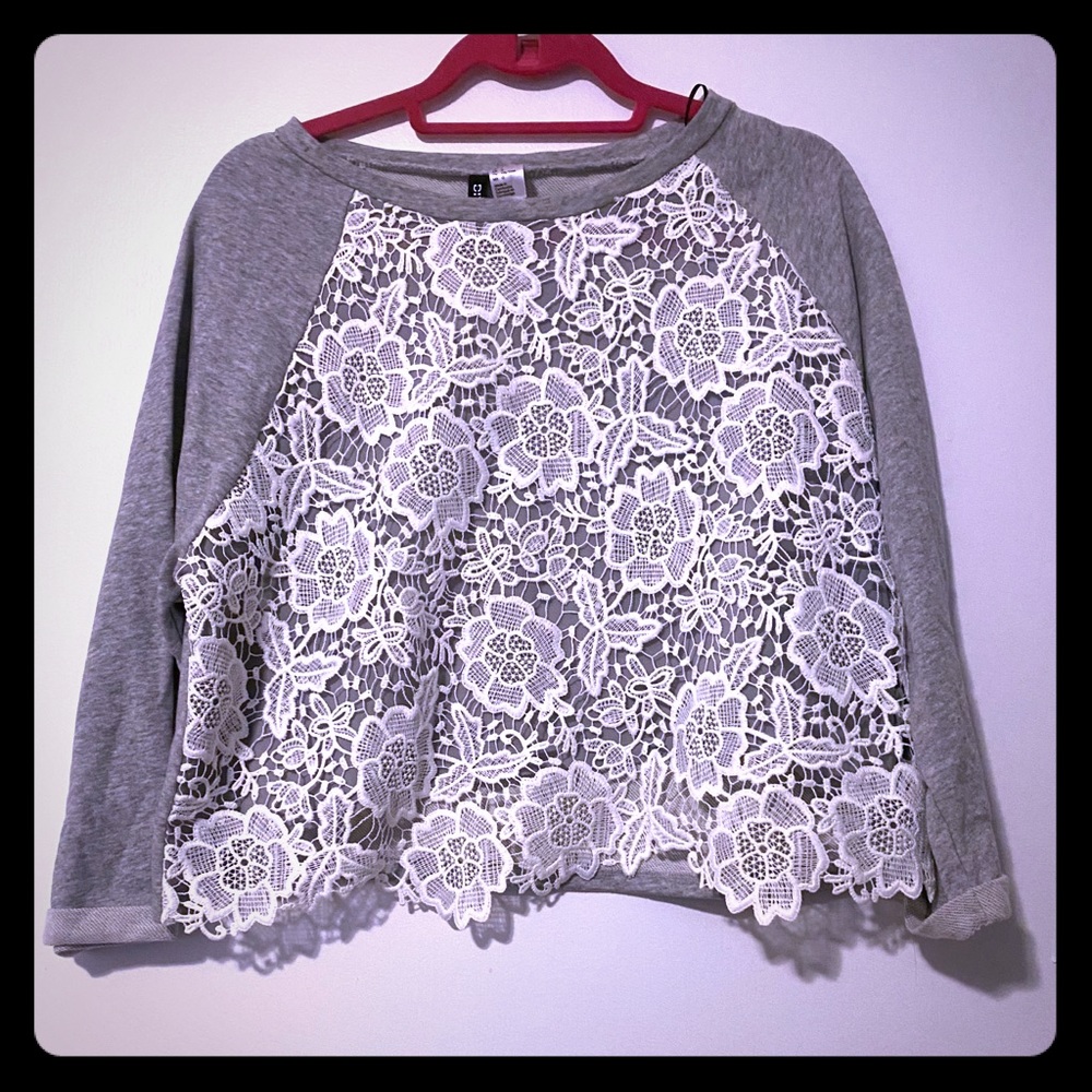 H&M Lace Crochet Sweatshirt